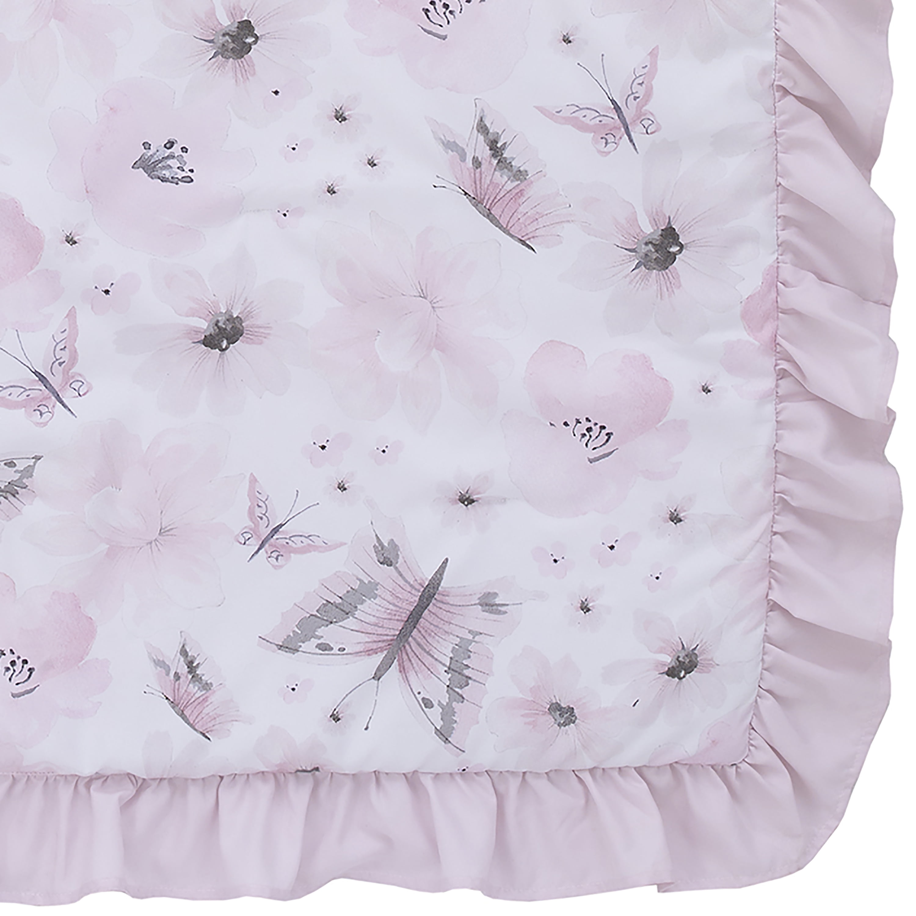 Everything Kids Butterfly 4 Piece Toddler Bed Set, Comforter, Flat Sheet, Fitted Sheet, Pillowcase