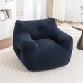 thumbnail image 4 of GARITIN Bean Bag Chair, Teddy Faux Fur High-Density Foam, 37inx 35in x 31.1in, Dark Blue, 4 of 11