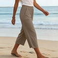 thumbnail image 4 of CFLVAEK Plus Size Womens Capri Pants Loose Fit Wide Leg Lounge Capris with Pockets Solid Color Elastic Waisted 3/4 Pant Coffee XXXL, 4 of 8