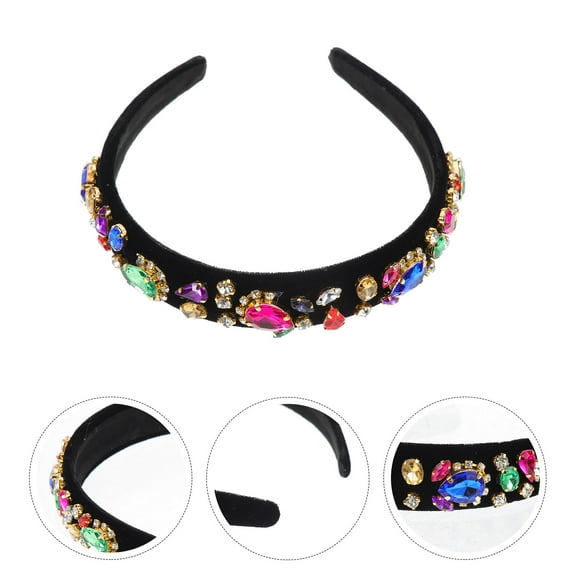 HINTRMENT 1Set Wide Jewelled Headband Embellished Hair Band Decoration For Women Girls Appointment Daily Life Party