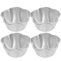 PAMINGONO Muffin Mold Small Tart Pans Silver Aluminum Alloy 4Pcs