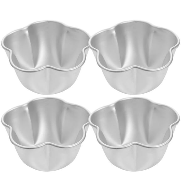 PAMINGONO Muffin Mold Small Tart Pans Silver Aluminum Alloy 4Pcs
