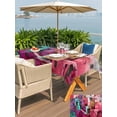 thumbnail image 5 of Outdoor Tablecloths with Umbrella Hole & Zipper, Abstract Red Rectangle Tablecloth 60x120 Inch, Painting Buildings Geometric Color Block Waterproof Table Cloth, Patio/Pool/Picnic Table Covers, 5 of 8