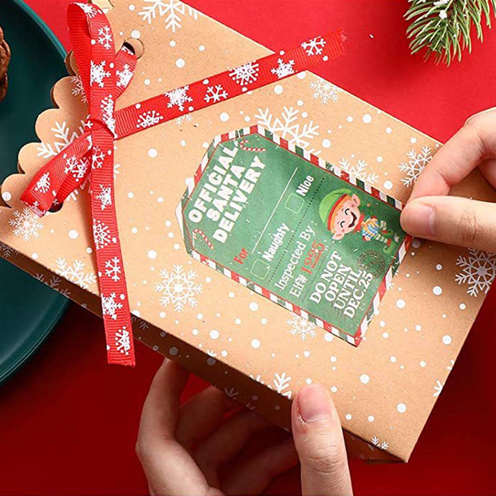 500-Pack Christmas Gift Tags – Self-Adhesive Kraft Paper Tags With Cute Holiday Designs