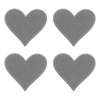 Uxcell 4Pack Iron on Heart Patches Sew on Heart Embroidered Patches, 70mm Gray