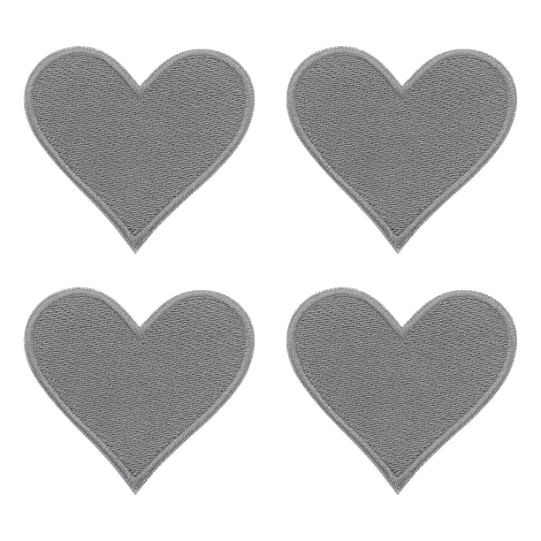 Uxcell 4Pack Parche de Corazón Termoadhesivo, Parche Bordado de Corazón de 70mm en Gris