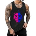 thumbnail image 2 of Teissuly Men's Tank Colorless Gradient Printing Round Neck Thin Strap Leakage Back Regular Casual Sports Tank Blouses, 2 of 5