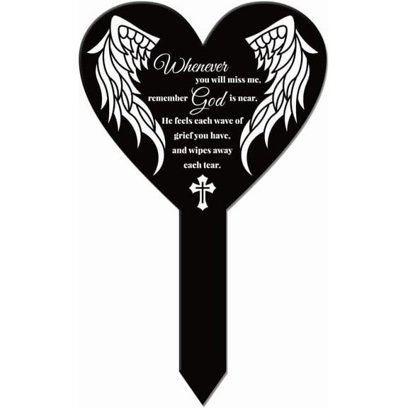 1pc Heart Shaped Bible Garden Stake Memorial Remembrance Plaque Stake for Cemetery Acrylic Waterproof Sympathy Garden Stakes for Yard Grave Cemetery