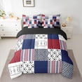 thumbnail image 2 of Feelyou Eat Sleep Football Bedding Comforter Set 7 Pieces, Plaid Stripes Full Bedding Set, 2 of 8