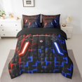 thumbnail image 2 of Video Game 7 Pieces Bed in a Bag Twin, Red Navy Room Decoration for Teen , Black Reversible, 2 of 5