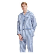 GLOBAL Men's Pajamas Sets 100% Cotton Flannel Sleepwear Long-Sleeve Top & Bottom