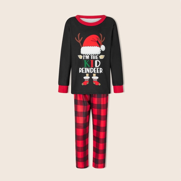 Conjunto de pijamas familiares navideños con estampado de letras conjunto informal de ropa de descanso navideña