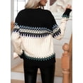 thumbnail image 5 of KelaJuan Women Loose Knit Sweater Wave Stripe Jacquard Long Sleeve Pullovers Fall Winter Crew Neck Jumpers Streetwear, 5 of 6