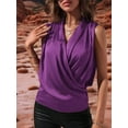 thumbnail image 5 of Women'S Elegant Satin Wrap V Neck Sleeveless Tank Blouse Tee Top  XL, 5 of 6