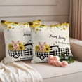 thumbnail image 2 of Cute Pig Outdoor Waterproof Pillow Covers, County Sunflowers Truck Farmhouse Black White Plaid Decorative Square Throw Pillowcase Sofa Cushion Sham for Patio/Couch/Chair, 24"x24" 2 Pack, 2 of 8