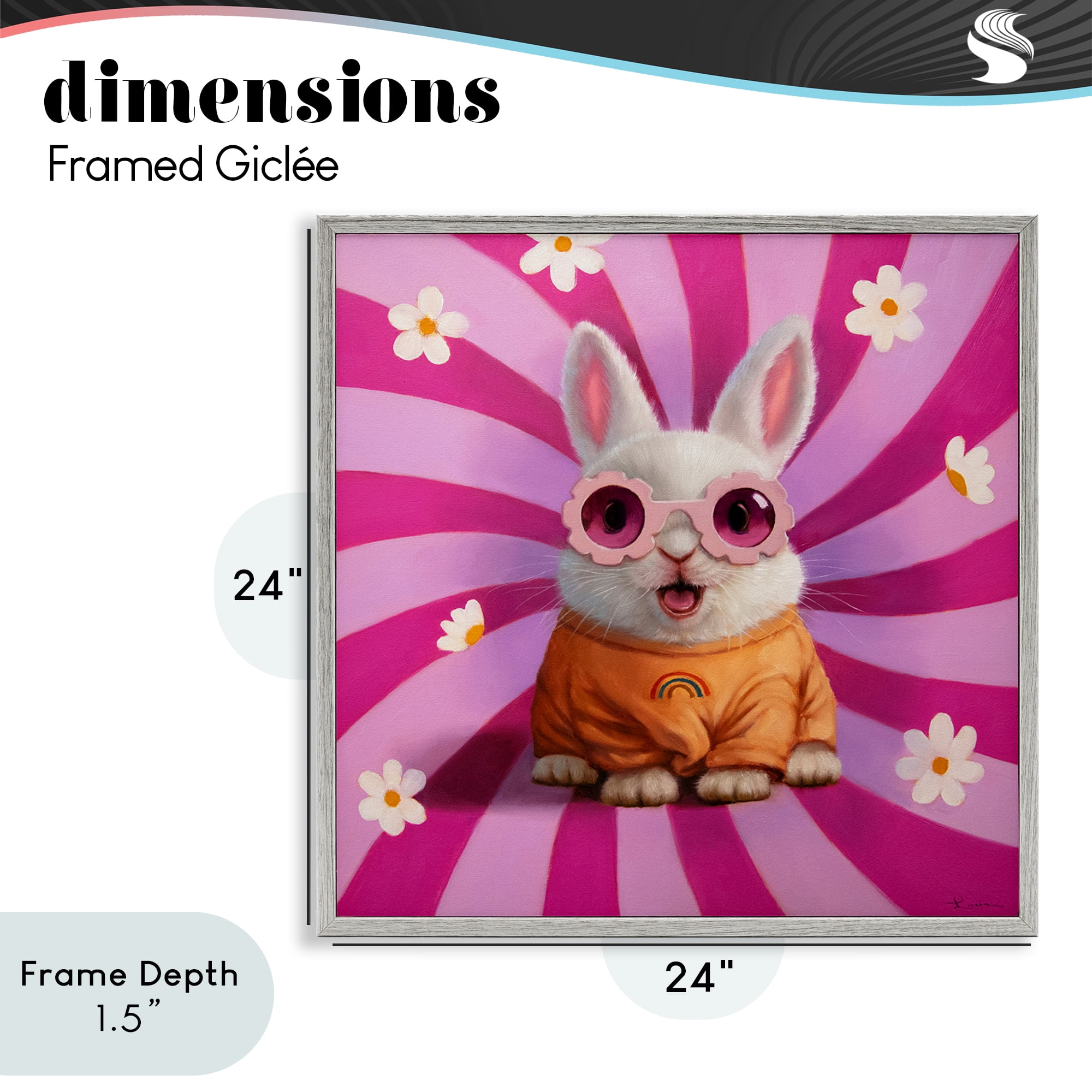 Stupell Industries Good Vibes Only Rabbit Gray Framed Giclee Art, design by Lucia Heffernan