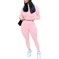thumbnail image 2 of KOMOO 2Pcs Women Bodycon Tracksuit Outfits Long Sleeve Crop Top High Waist Yoga Leggings Elastic Workout Sets, 2 of 3