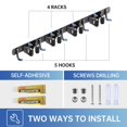 Black 1Pack 4R5H Metal Organizing Rack 4 Racks 5 Hooks Wall Mount Tool ...