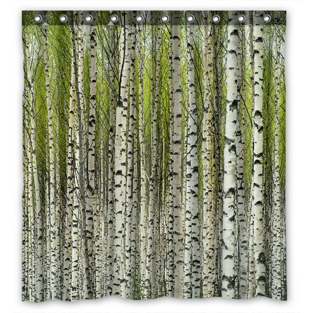 YKCG Green Birch Tree Bare Birch Trees with Fresh Green Leaves in