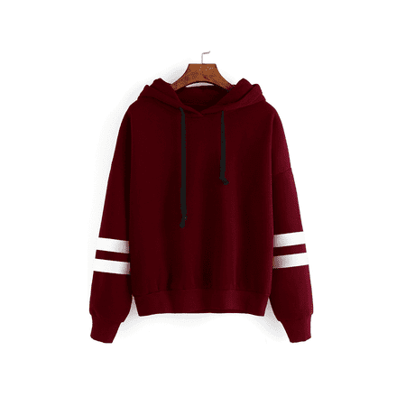 - Women's Long Sleeve Hoodie Sweatshirt Blouse Jumper Coat, Wine Red Classic Pullover Hoodie Tops for Women, S