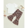 thumbnail image 4 of Mialoley Kid Girls Pants Set, T-shirt à Manches Courtes Col Rond avec Imprimé Fleurs/léopard, 4 of 9