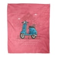 thumbnail image 1 of SIDONKU Flannel Throw Blanket Blue Scooter Parked Near Villa and Sea Beach Motor Soft for Bed Sofa and Couch 58x80 Inches, 1 of 1