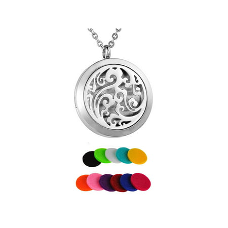 Clouds Round Perfume Essential Oil Diffuser Necklace Locket (Best Oils For Diffuser Necklace)