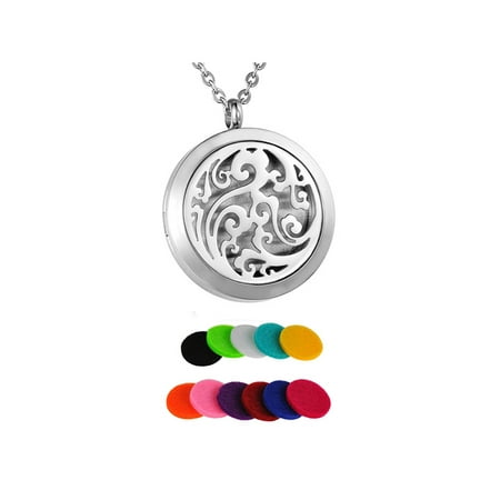 Angel Diffuser Necklace - Clouds Round Perfume Essential Oil Diffuser Necklace Locket Aromatherapy
