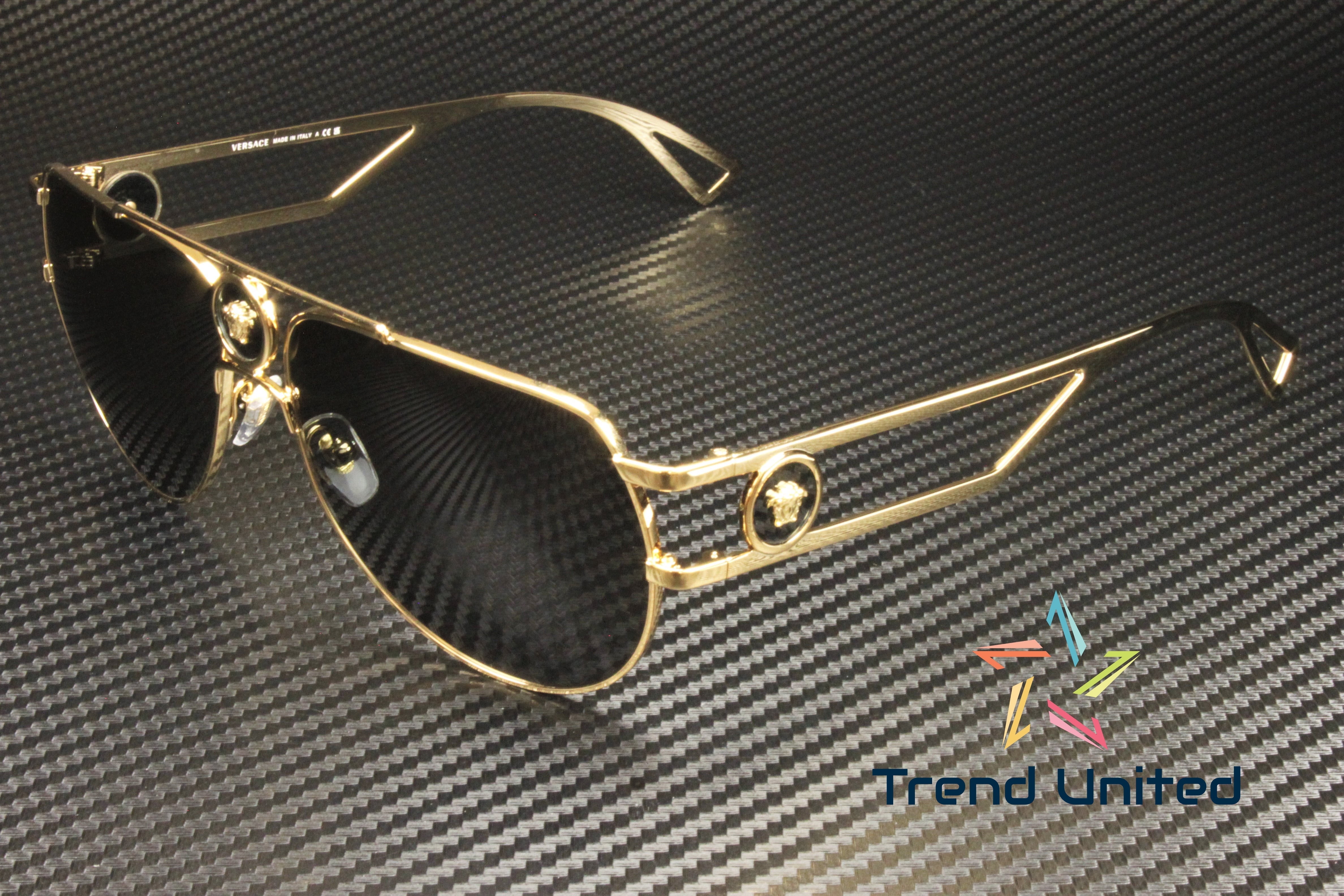 Versace VE 2225 Metal Unisex Aviator Sunglasses Gold 60mm Adult
