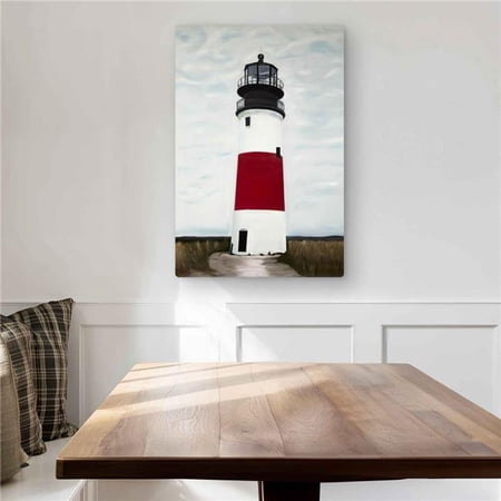 Begin Home Decor C1MP2030GOF057 20 x 30 in. Sankaty Head Lighthouse Red Metal Print Wall Art for Home Decor
