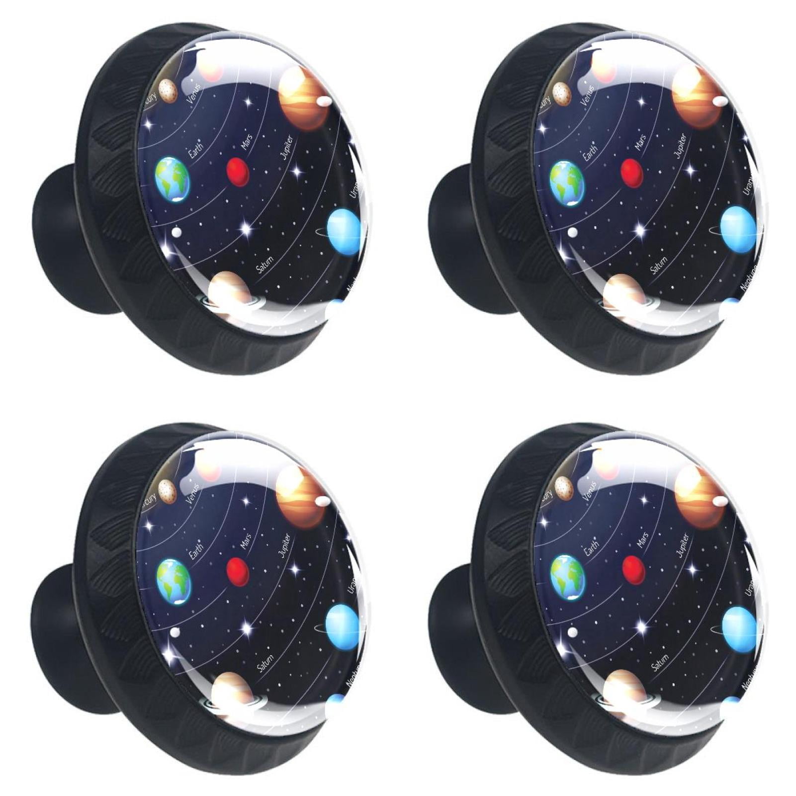 4 Pcs Space Planets Galaxy Knobs for Kitchen Cabinet Cupboard Dresser Bookcase Drawer Pulls Handles Round Home Decor
