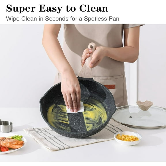 Nonstick Frying Pan with Lid, 12.5 Inch Large Skillet for All Stovetops, PFOA with Stay-Cool Handle