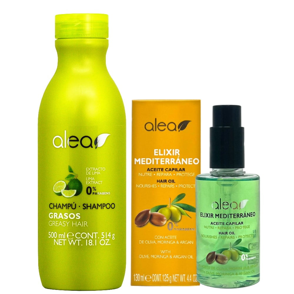 Alea Gleasy Hair Shampoo 18.1oz + Elixir Mediterraneo 4.4oz w ...