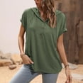 thumbnail image 4 of Womens Shirts Summer Loose Hooded Button Short Sleeve T Shirt Womens Tops, 4 of 7