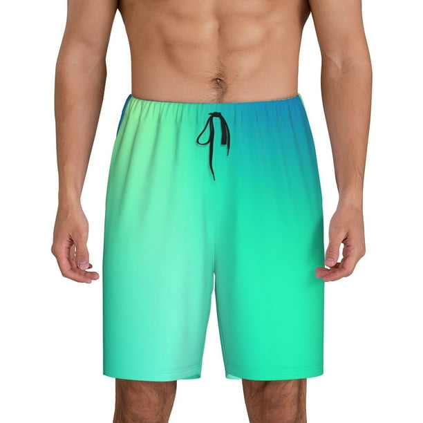 Fotbe blue green colors Pantalones Cortos de Pijama para Hombre, Ropa de Dormir, Pantalones de Pijama Cortos para Hombre-Medium