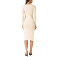 thumbnail image 3 of INSPIRE CHIC Women's Knitted Dress Long Sleeves Solid Color V Neck Buttons Slim Fitted Dress XS Apricot, 3 of 6