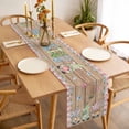 thumbnail image 3 of Table Runner 60 Inches Long for Kitchen Dining, Happy Easter Dresser Scarf Farmhouse, Dining Table Decorations for Wedding/Parties, Gnomes Rabbit Flowers Eggs Brown Wood Grain 13 x 60 In, 3 of 8