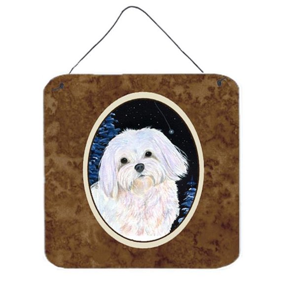 6 x 6 in. Starry Night Maltese Aluminium Metal Wall or Door Hanging Prints