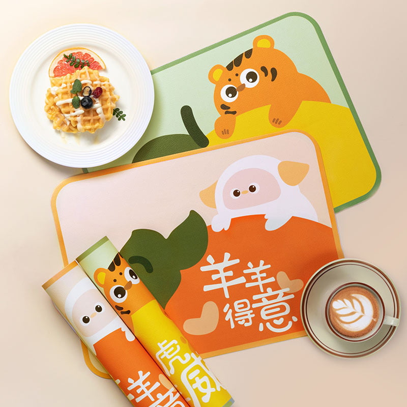 Cute Cartoon PVC Placemat Insulation Placemat Kitchen Table Protect Square 8C