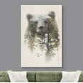 thumbnail image 2 of Aaheei Canvas Wall Art Bear and Spring Forest Double Exposure Photography Animals Wildlife Digital Art Modern Art Rustic Portrait Edgy for Living Room, Bedroom, Office, 2 of 3