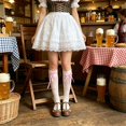 thumbnail image 2 of Yuanlong Womens Knee-High Socks Sheer Lace Bow Detail Mid Calf Tie Up Socks Fashionable Daily Thin Hosiery, 2 of 4