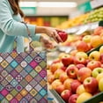 thumbnail image 2 of Geometric Bohemian Canvas Tote – Colorful Reusable Shopping Handbag, 2 of 6