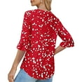 thumbnail image 4 of DeHolifer Women's Tunic Tops V-Neck Floral Printed Half Sleeve Casual Loose Ruffle Blouse T-Shirts Red M, 4 of 6