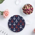 thumbnail image 4 of RYLABLUE Nautical Red and White Anchor Set of 8 Round Coaster for Drinks, Absorbent Ceramic Stone Coasters Cup Mat with Cork Base for Home Kitchen Room Coffee Table Bar Decor, 4 of 5