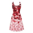 thumbnail image 4 of Renewold Soft Summer Tank Dresses for Women Valentine's Day Round Neck Pull on Sleeveless Dress Red Heart Butterfly High Waistline Knee Length Dress Size L, 4 of 6