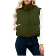 thumbnail image 4 of Yangnuo Womens Fashion Trendy Solid Color Sleeveless Puffer Jackets Vest Jackets 2025 Fall Winter Women's Winter Crop Sleeveless Warm Outerwear Padded Gilet Tops Coat, 4 of 6