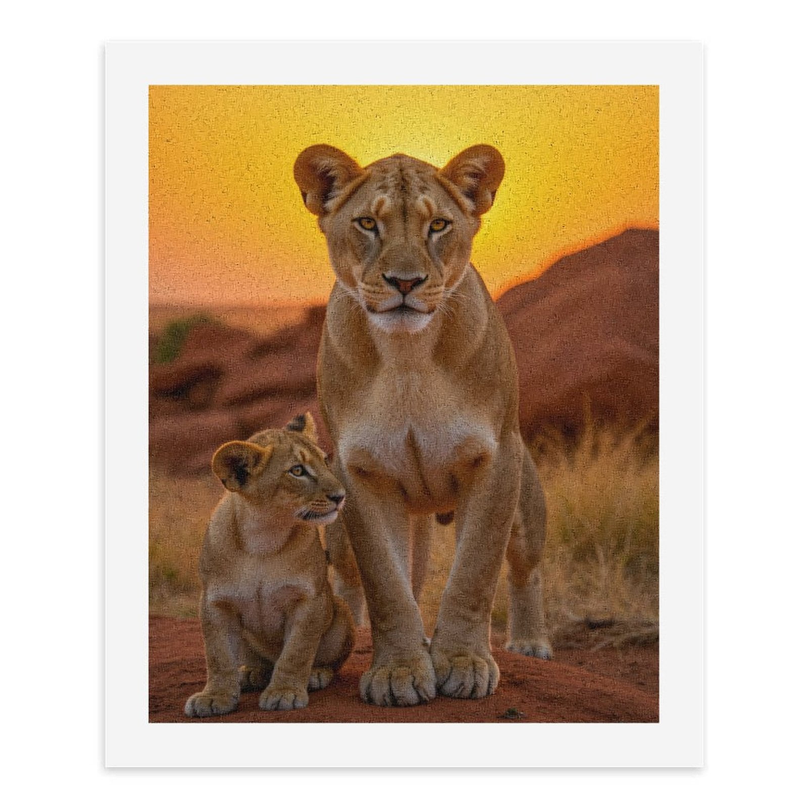 Paint by Numbers Kit for Adults, Lioness With Cub At Sunset Paint by Numbers, Easy Paint by Numbers Kit for Adults Beginner, DIY Adult Paint by Number Kits on Canvas, 12x16in Home Decor