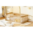 thumbnail image 6 of Harper & Bright Designs Twin SizeFloor Bed Frame with Door and Fence, Montessori Floor Bed with Slats and Safety Guardrails for Girls Boys, Natural, 6 of 15