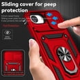 thumbnail image 2 of KOMI Heavy Duty Magnetic Case for iPhone 16e (2025) - Rugged Military-Grade Protection with Slide Camera Cover, Ring Holder, and Kickstand, Silicone & PC Hybrid Cover (Red), 2 of 5