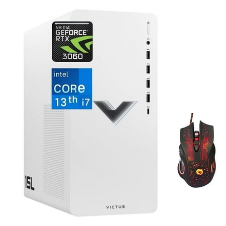 HP Victus Gaming Desktop, Gaming Computers with Intel Core i7-13700 Processor (up to 5.2GHz, 14 cores), NVIDIA GeForce RTX 3060 Graphics, 16GB RAM, 512GB SSD, Wi-Fi 6, Bluetooth, Windows 11 Home